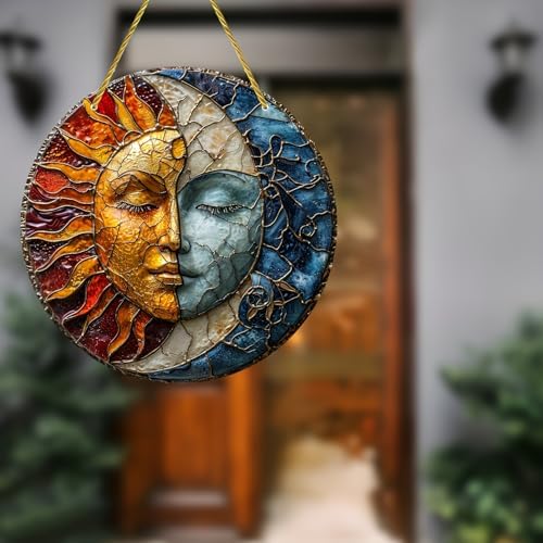 ZIEKEER 8x8 Inch Yin Yang Sun Moon Acrylic Wall Ornament