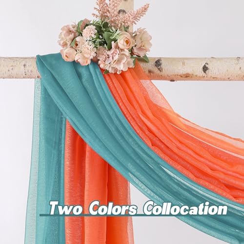 DONREN Teal Window Scarf for Curtain Panels