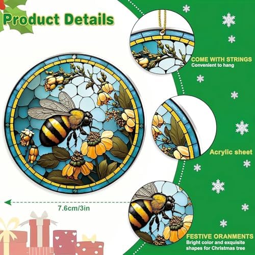 Bee Christmas Ornament 315 Inch Acrylic Round Tree Decor