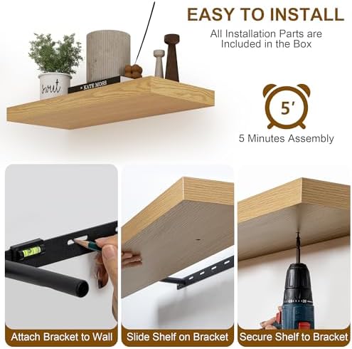 Fun Memories 36 Inch Floating Shelf Set of 2 Oak