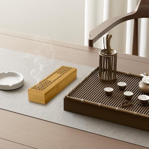 Holyenten Wooden Incense Holder Burner with Storage
