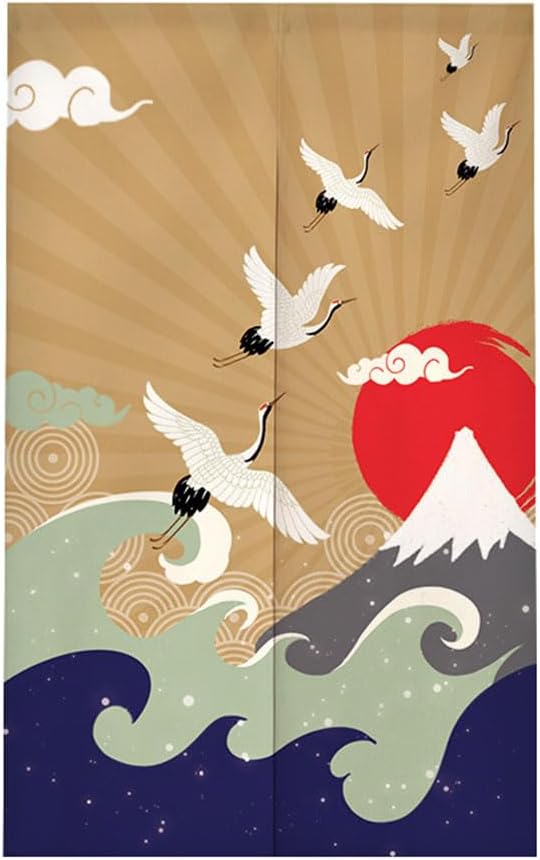 Chickwin Japanese Door Curtain Red Sun Design
