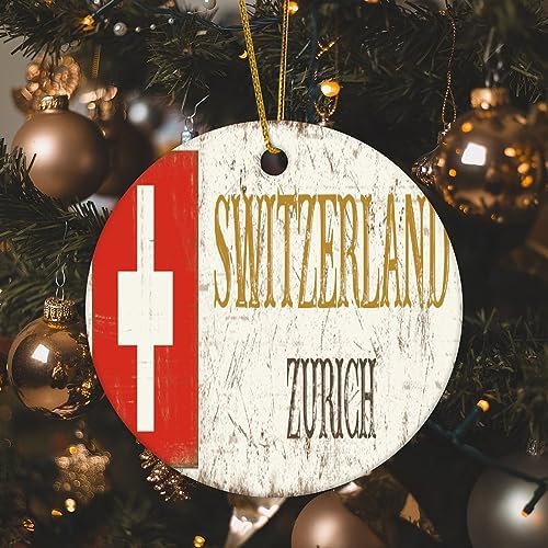 Switzerland Zurich Ceramic Christmas Ornament 3 Inch