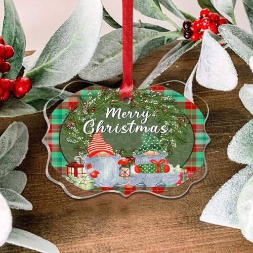 3 Inch Clear Acrylic Christmas Gnome Ornament 2023