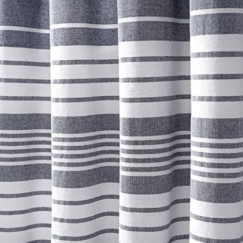 Nantucket Yarn Dyed Cotton Tassel Curtain Panels Set Navy 95x40