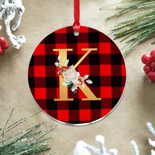 2023 Acrylic Christmas Ornaments with Gold Glitter Initial K