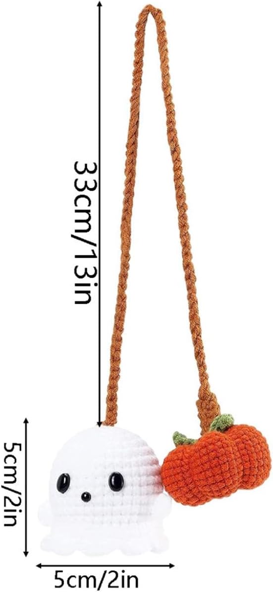 Halloween Pumpkin and Ghost Car Mirror Hanging Decor