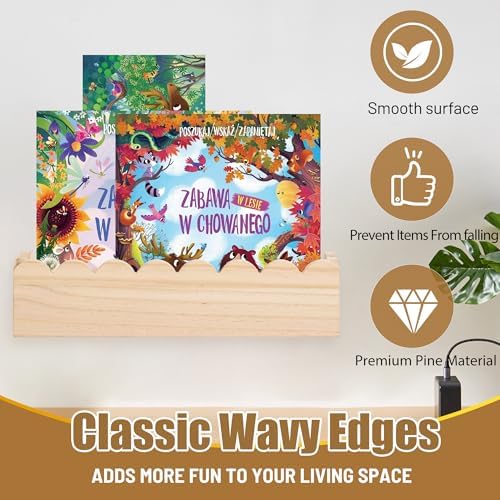 Wood Floating Shelves 2 Pack Scalloped Pine Natural