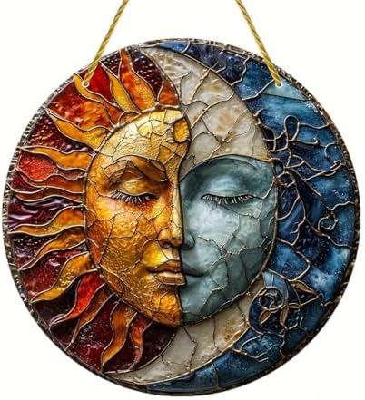 ZIEKEER 8x8 Inch Yin Yang Sun Moon Acrylic Wall Ornament