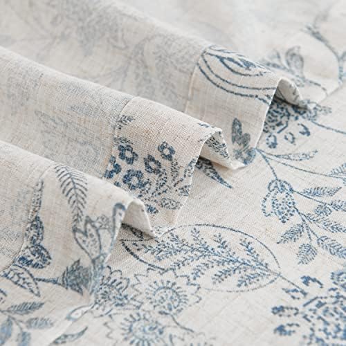 Lazzzy Farmhouse Valance Curtain 18 Inch Rod Pocket 1 Panel Blue on Beige