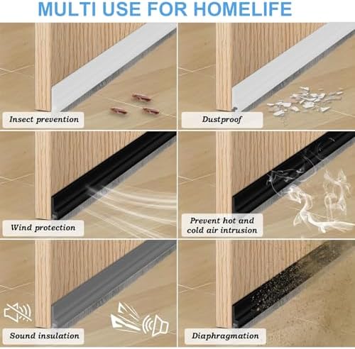 39 Inch Door Draft Stopper with Brush - Adhesive Weather Stripping Seal