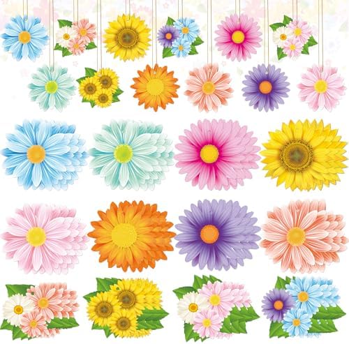 36PCS Spring Flower Hanging Decorations with Rope