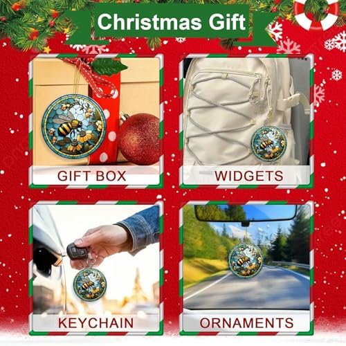 Bee Christmas Ornament 315 Inch Acrylic Round Tree Decor