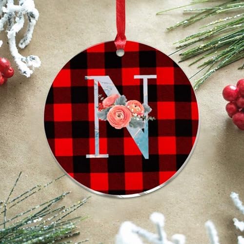 Acrylic Christmas Ornament with Blue Monogram Initial N