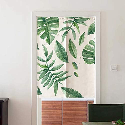 Sunicon Japanese Noren Curtain Green Leaves Print 335 x 472in