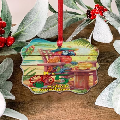 3 Inch Acrylic Christmas Ornaments 2024 Decorative Parrot Flamingo Baubles
