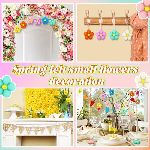 32 Pcs Summer Daisy Felt Flower Hanging Ornament Set