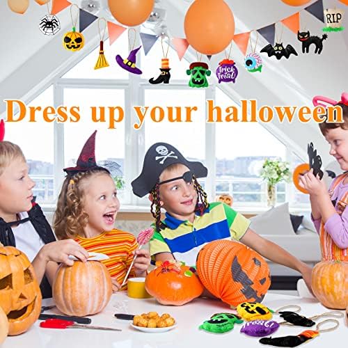 12 Halloween Tree Ornaments - 3D Felt Decorations