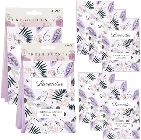 6 Pack Lavender Scented Sachets for Home and Car Fragrance