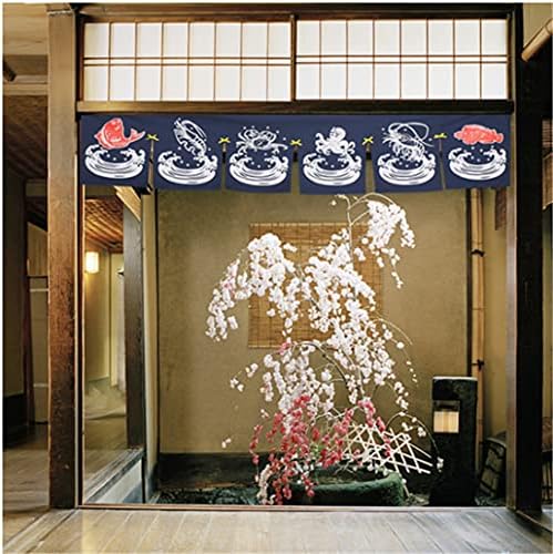 Octopus Shrimp Noren Panel 40x140cm for Restaurant Decor
