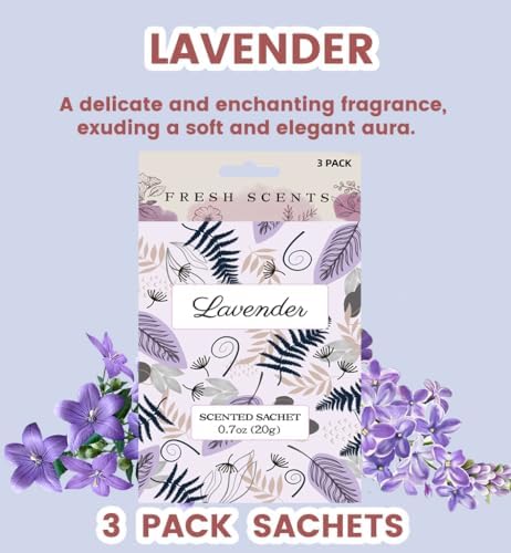 6 Pack Lavender Scented Sachets for Home and Car Fragrance