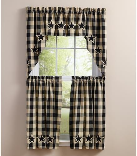 Park Designs Wicklow Star Black Swags Pair 72 x 36