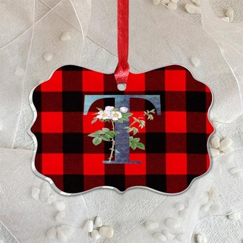Acrylic Christmas Ornaments 2023 Initial Letter T Blue Green Monogram Hanging Baubles