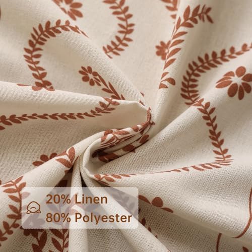 Linen Boho Curtains with Tassels and Floral Pattern