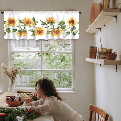 IFFVGX25 Sunflower Kitchen Curtains Valance Tiers Set