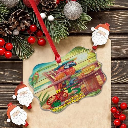 3 Inch Acrylic Christmas Ornaments 2024 Decorative Parrot Flamingo Baubles