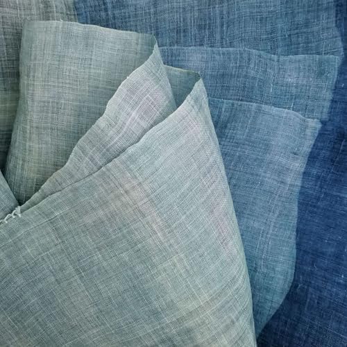 Handwoven Japanese Noren Curtain 3 Panels Blue Waves