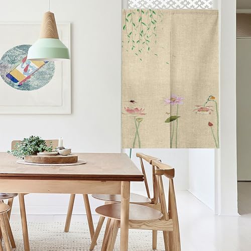 Chickwin Japanese Door Curtain with Lotus Design