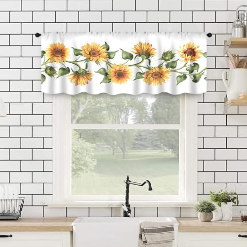 IFFVGX25 Sunflower Kitchen Curtains Valance Tiers Set