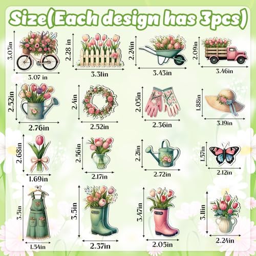 48PCS Spring Wooden Flower Hanging Decorations
