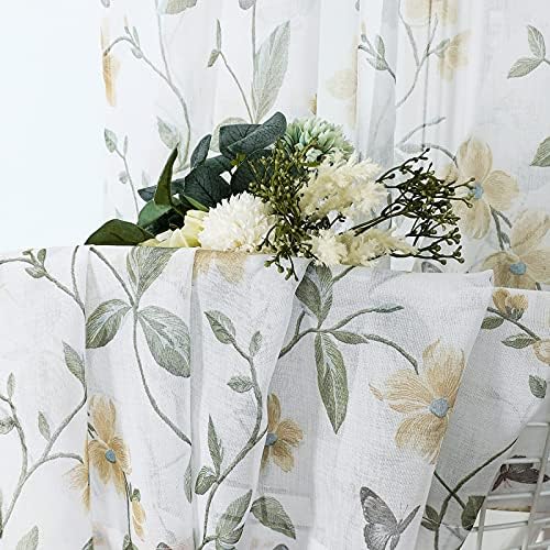 Tollpiz Sheer Floral Tier Curtains Set of 2