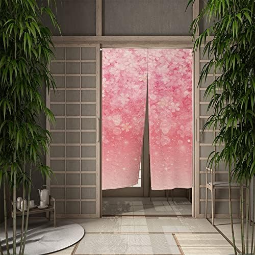 Leowefowa Japanese Noren Curtain Pink Flower Petals Decor