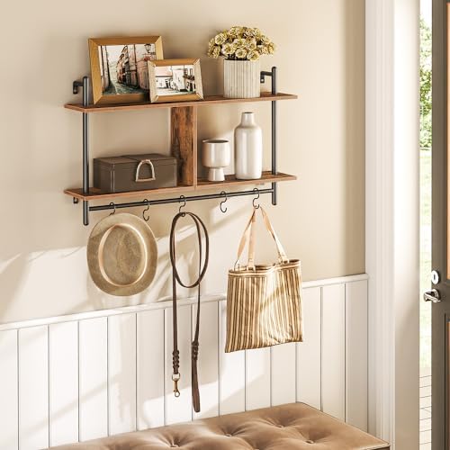 HOOBRO 30 Floating Shelves Wall Mount 2-Tier Industrial Pipe Storage