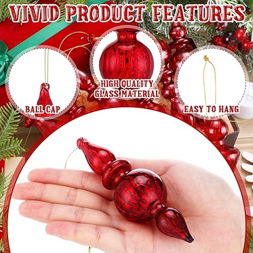 Mifoci 8 Pcs 6 Inch Mercury Glass Finials Christmas Ornaments