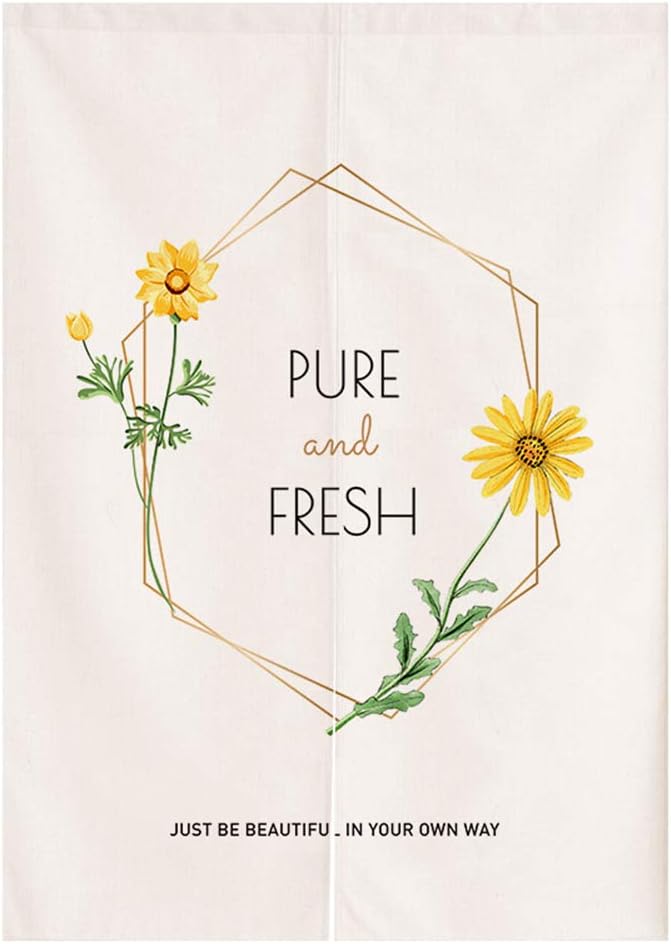 Japanese Noren Curtain Sunflower Printed Door Divider