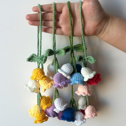 Pink Crochet Flower Car Hanging Ornament