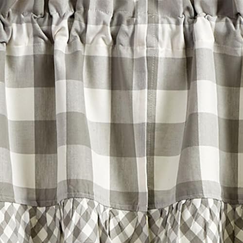 Park Designs Wicklow Ruffled Swags - Dove Gray Cream Buffalo Check