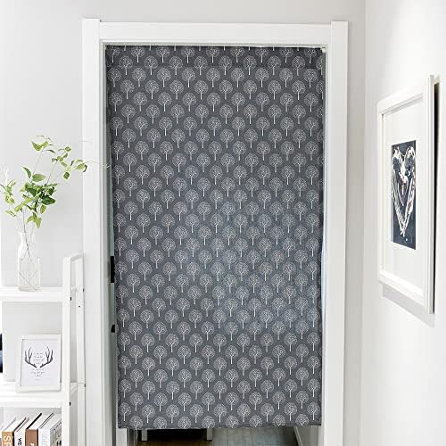 Huamengoo Door Curtain Panel Geometric Curtain Grey Tree