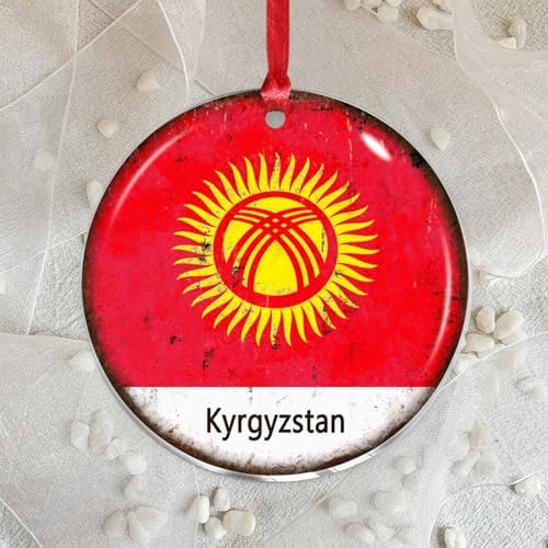3 inch Acrylic Christmas Ornaments 2024 Kyrgyzstan Flag Decor