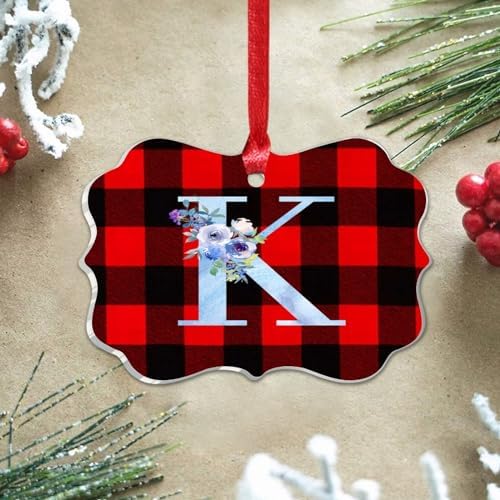 Acrylic Christmas Ornaments 2023 Monogram Initial K Hanging Baubles