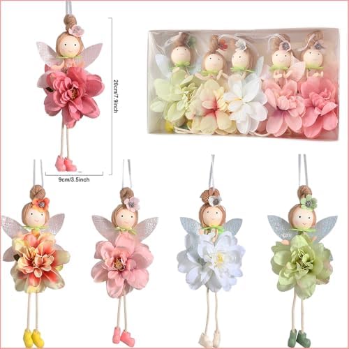 GIHOO Spring Flower Angel Doll Hanging Ornament 5pcs 78inch