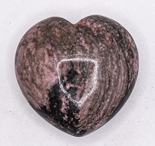 29mm Pink and Black Rhodonite Puffy Heart Crystal Mineral Specimen