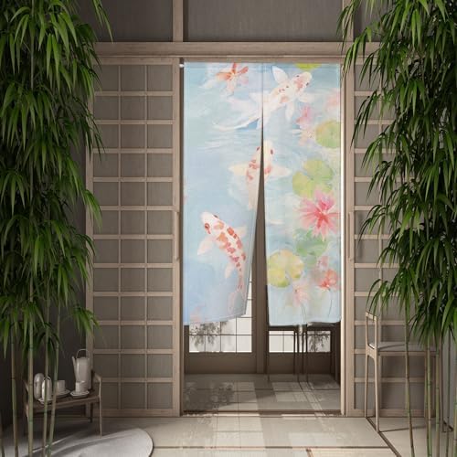 Japanese Noren Door Curtain with Koi Fish Print