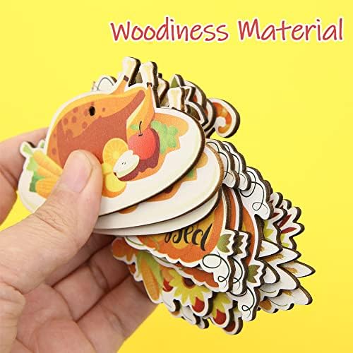 24 Pcs Wood Fall Thanksgiving Hanging Ornaments