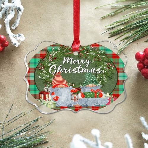 3 Inch Clear Acrylic Christmas Gnome Ornament 2023