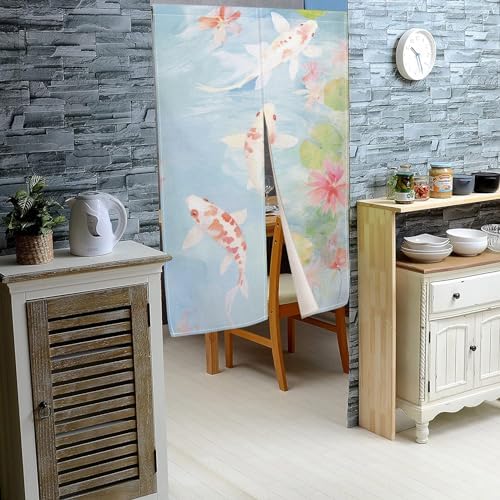 Japanese Noren Door Curtain with Koi Fish Print